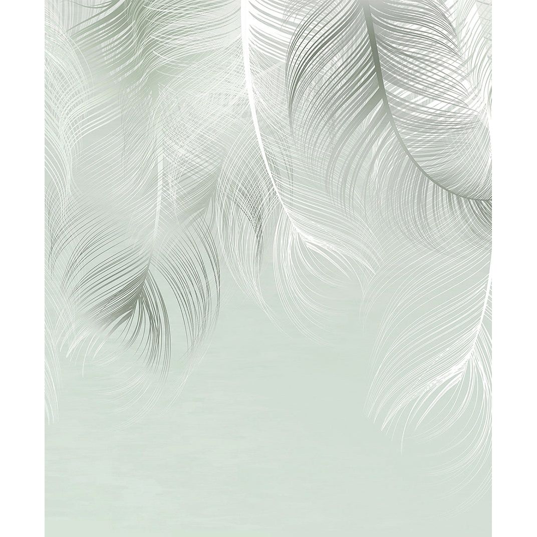 Sublime Feathers: Greenish Gray Harmony Wall Mural
