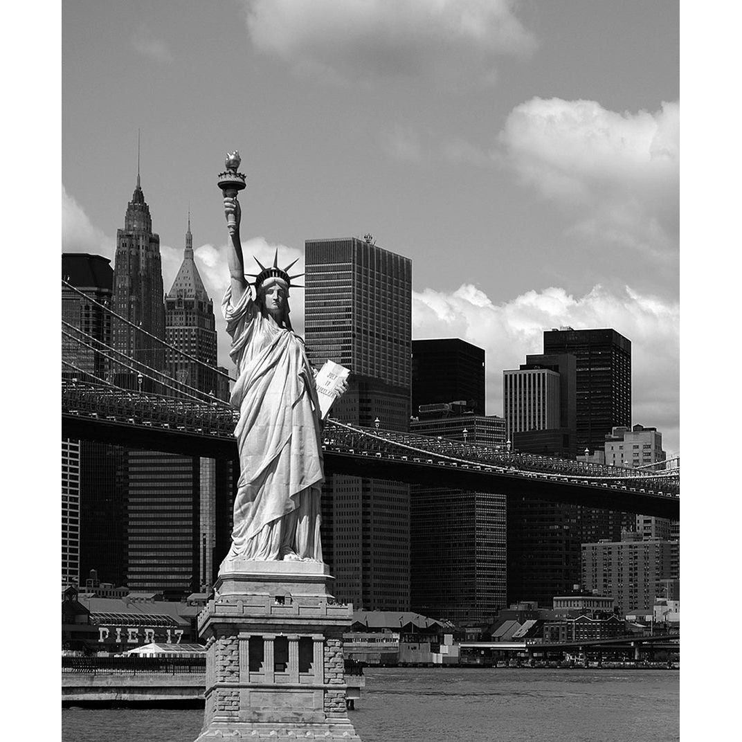 Iconic Skyline: City View with Statue of Liberty Wall Mural