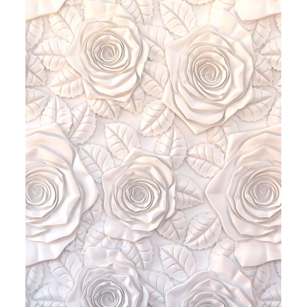 Porcelain Petals: Sculpted Rose Wall Mural