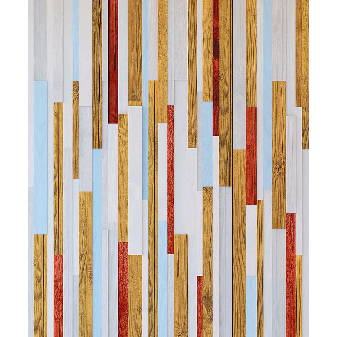 Architectural Harmony: Modern Wood Mosaic Wall Mural