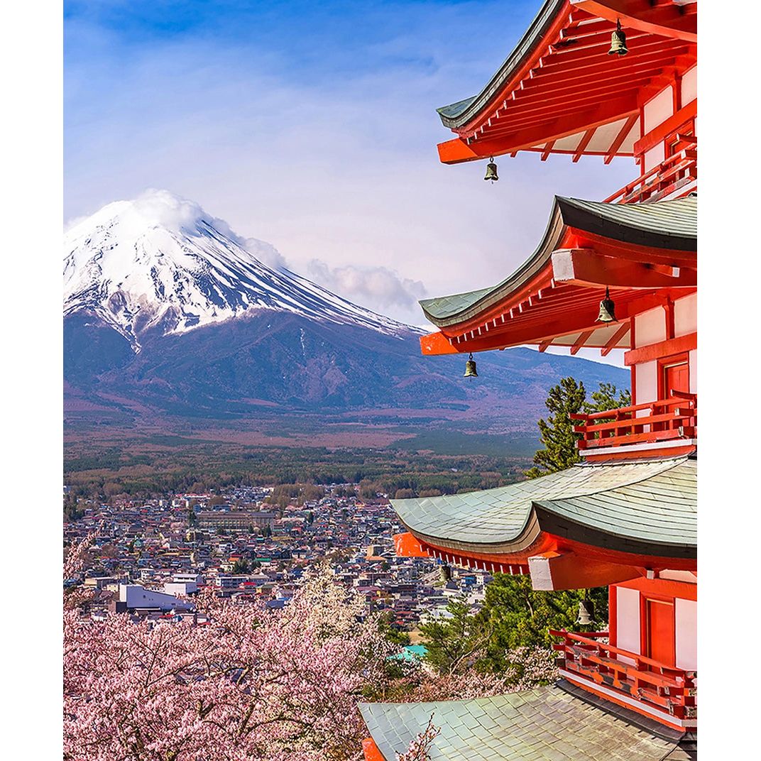 Peak Serenity: Mount Fuji and Cherry Blossoms Wall Mural