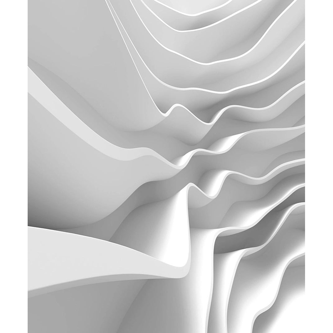 Contour Elegance: Abstract White Waves Wall Mural