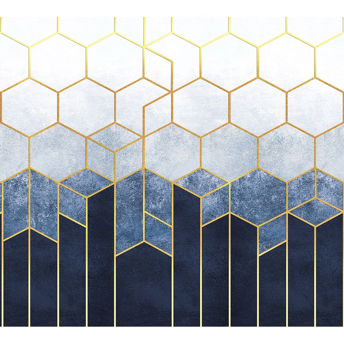 Honeycomb Golden Harmony: Geometric Wall Mural