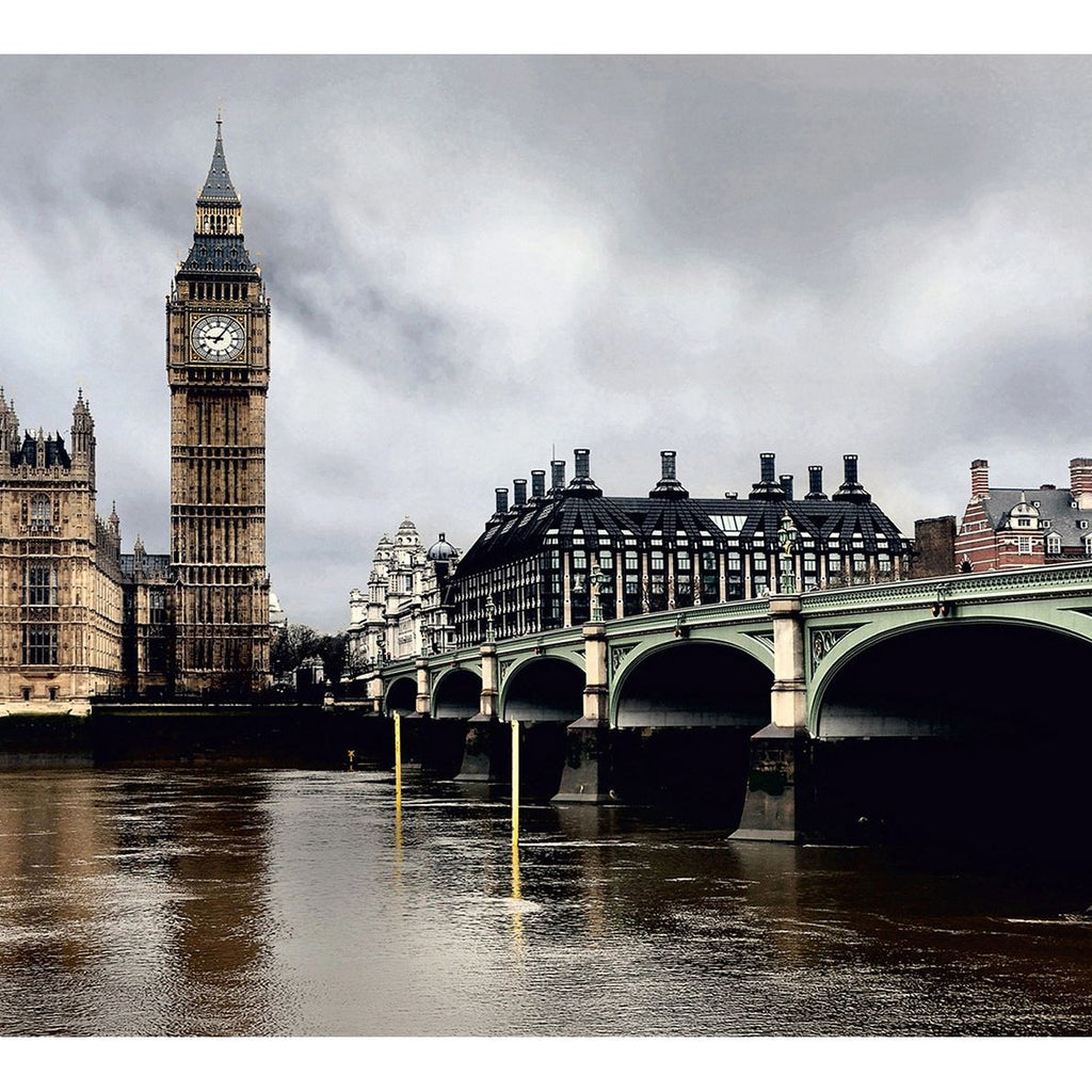 Iconic London: Big Ben, Water, and Bridge Wall Mural