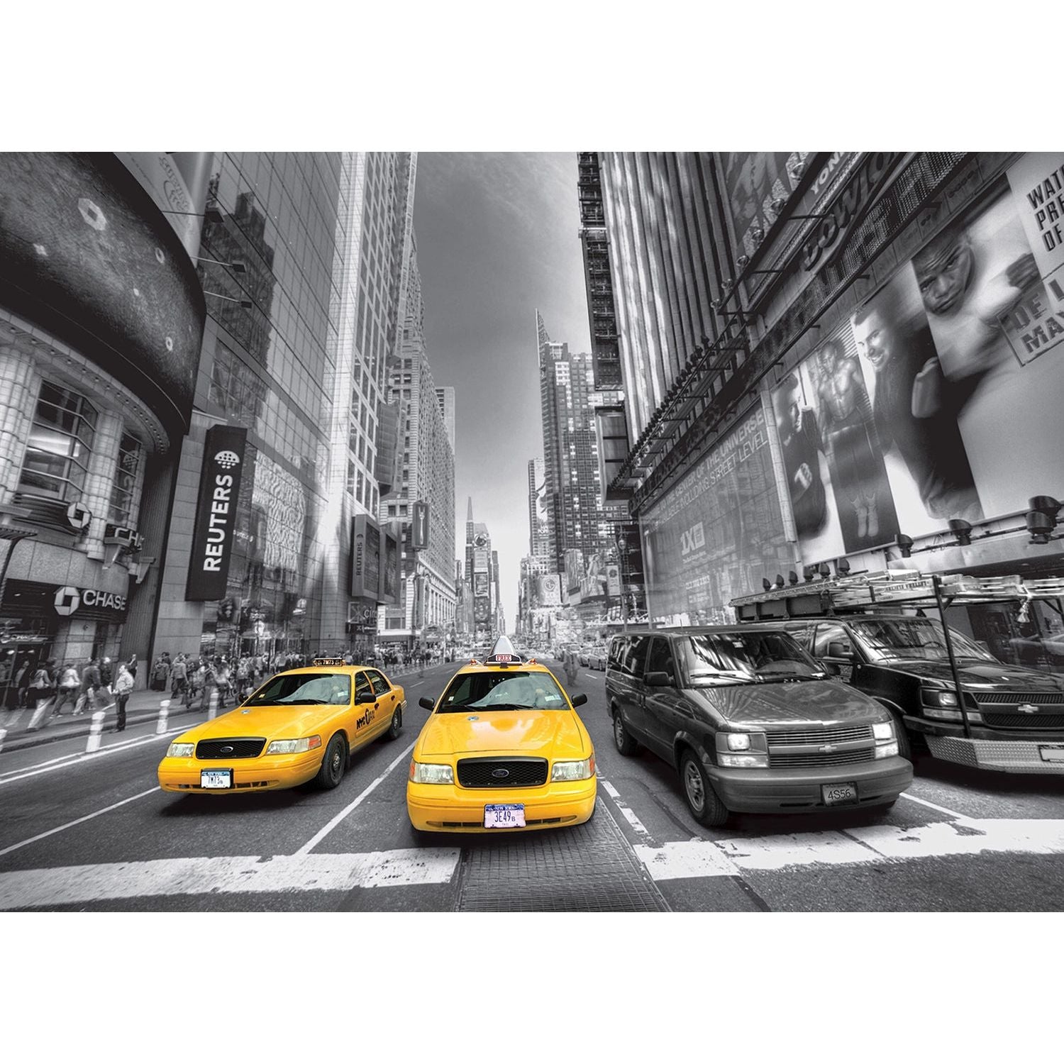 Urban Vibe: Cityscape with Yellow Cabs Wall Mural