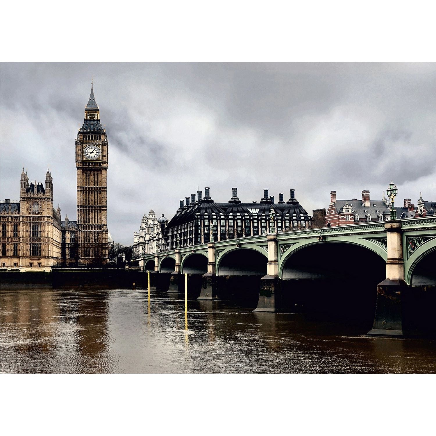 Iconic London: Big Ben, Water, and Bridge Wall Mural