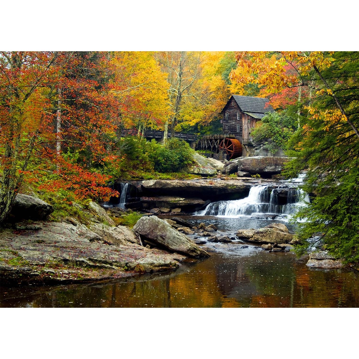 Autumn Harmony: The Old Mill and Waterfall