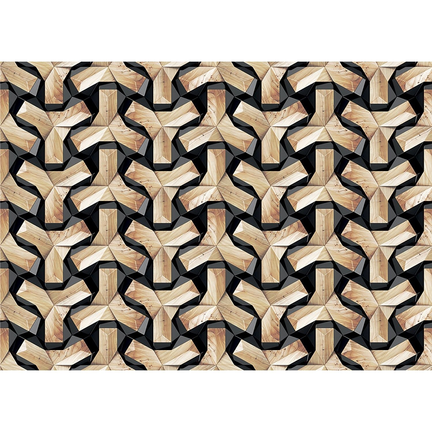 Geometric Intrigue: Wooden Weave Illusion