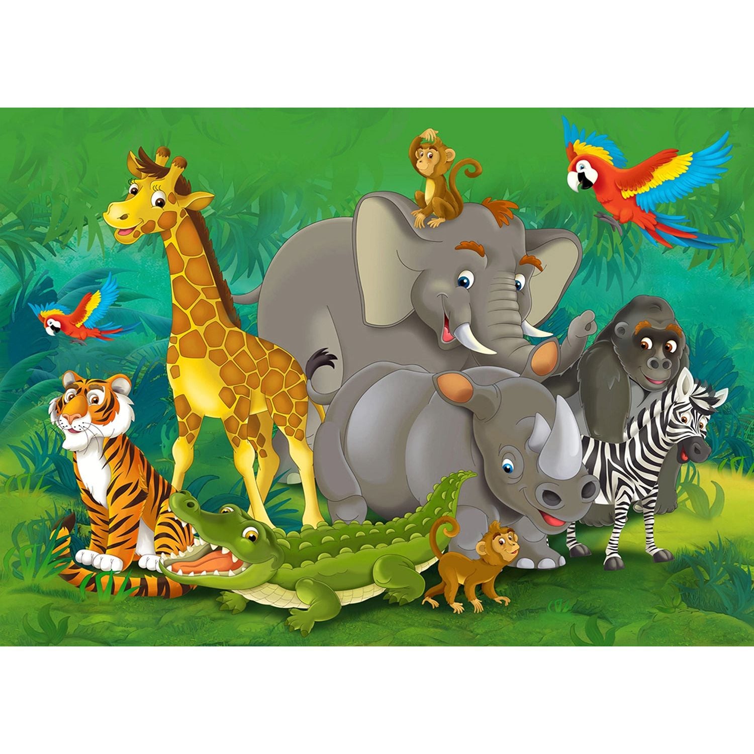 Jungle Jubilee: Whimsical Animal Friends Wall Mural