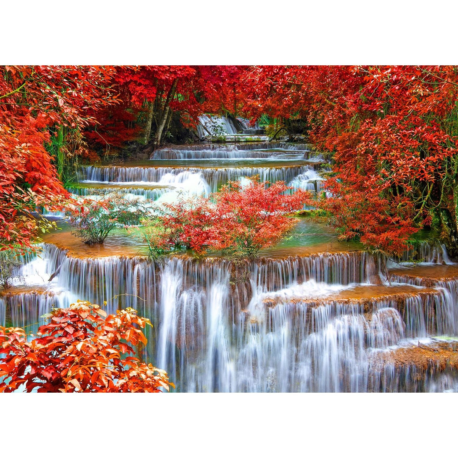 Fall's Serenade: Waterfall in Autumn Splendor Wall Mural
