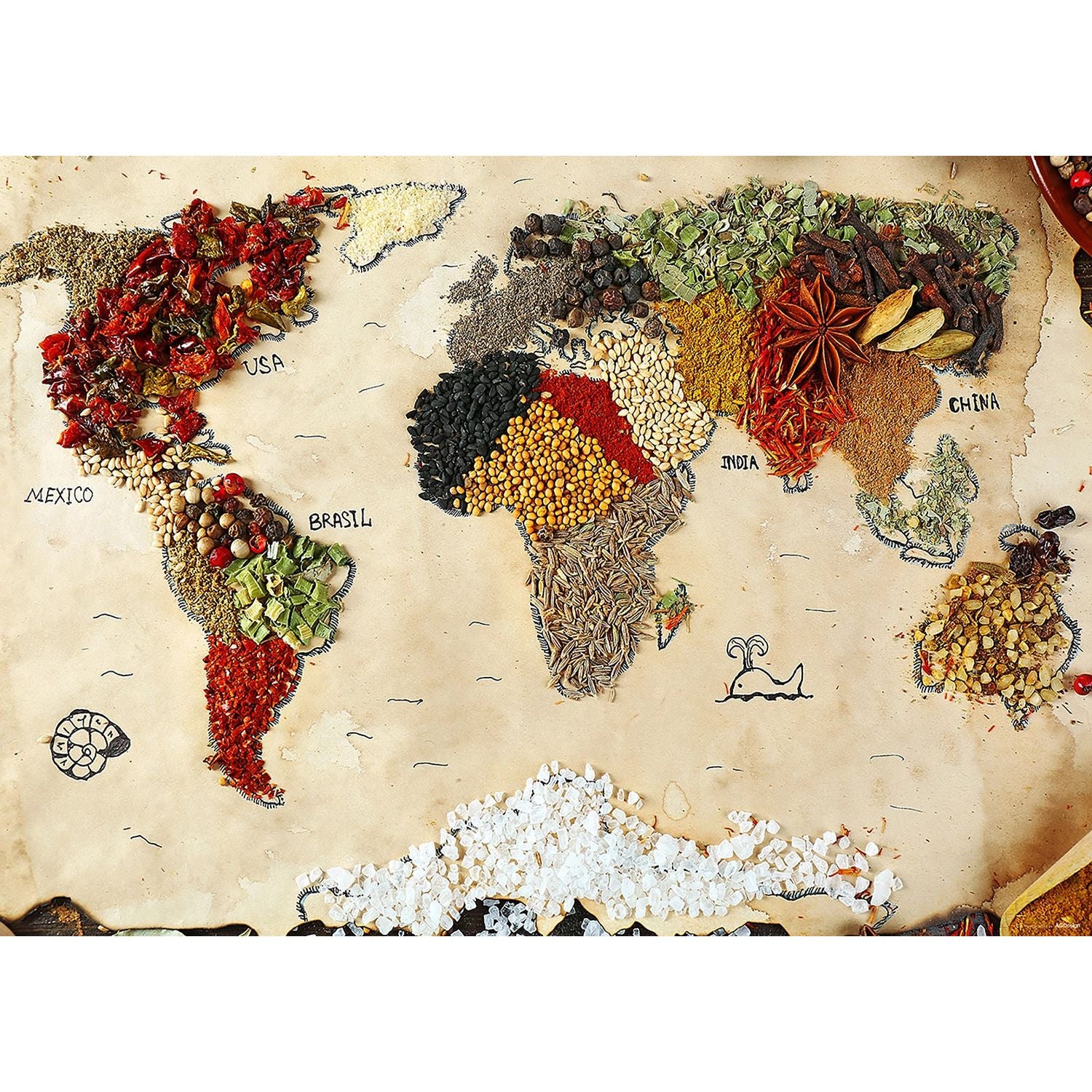 Global Gastronomy: The World Map of Spices Wall Mural