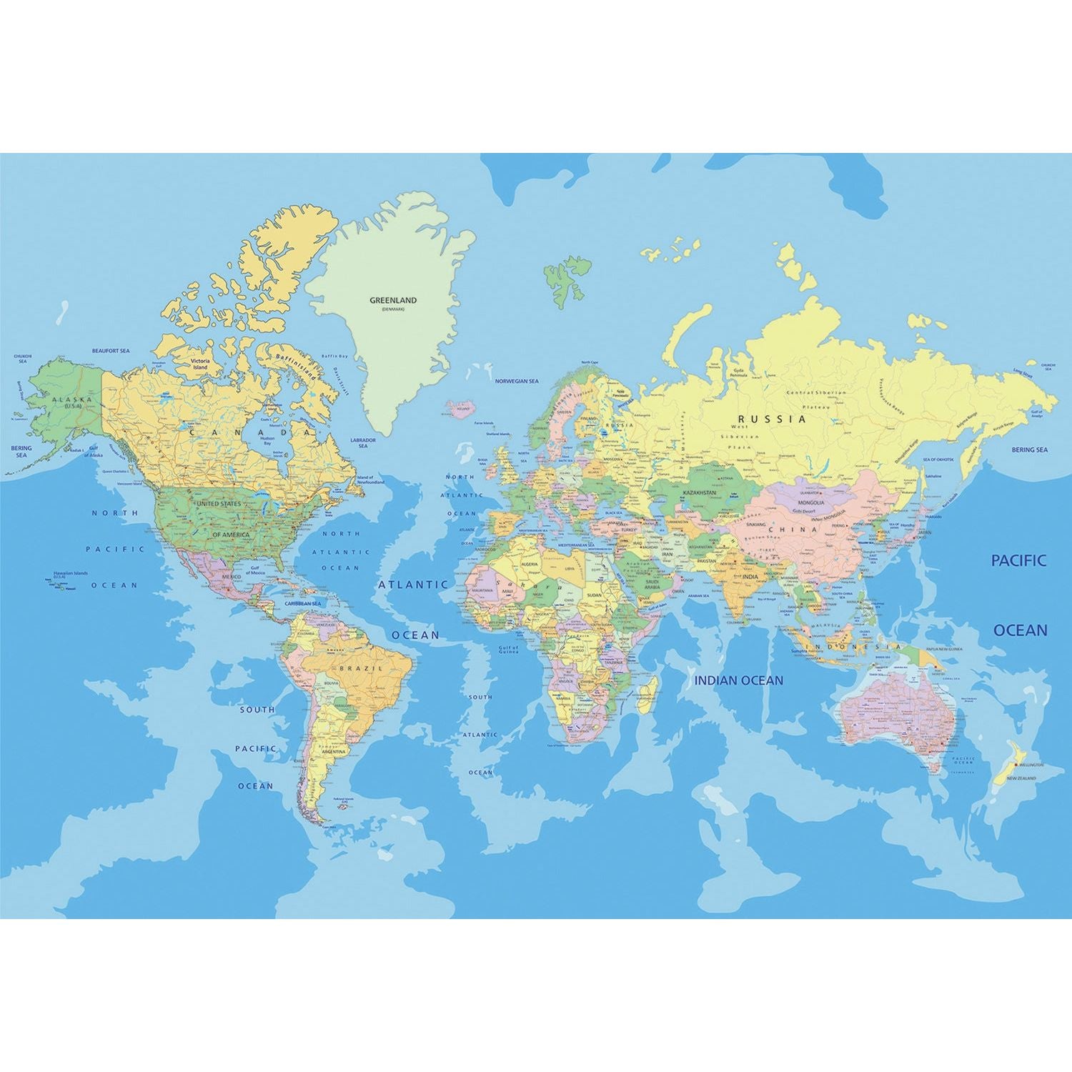 Cartographer's Delight: Vibrant World Map Wall Mural