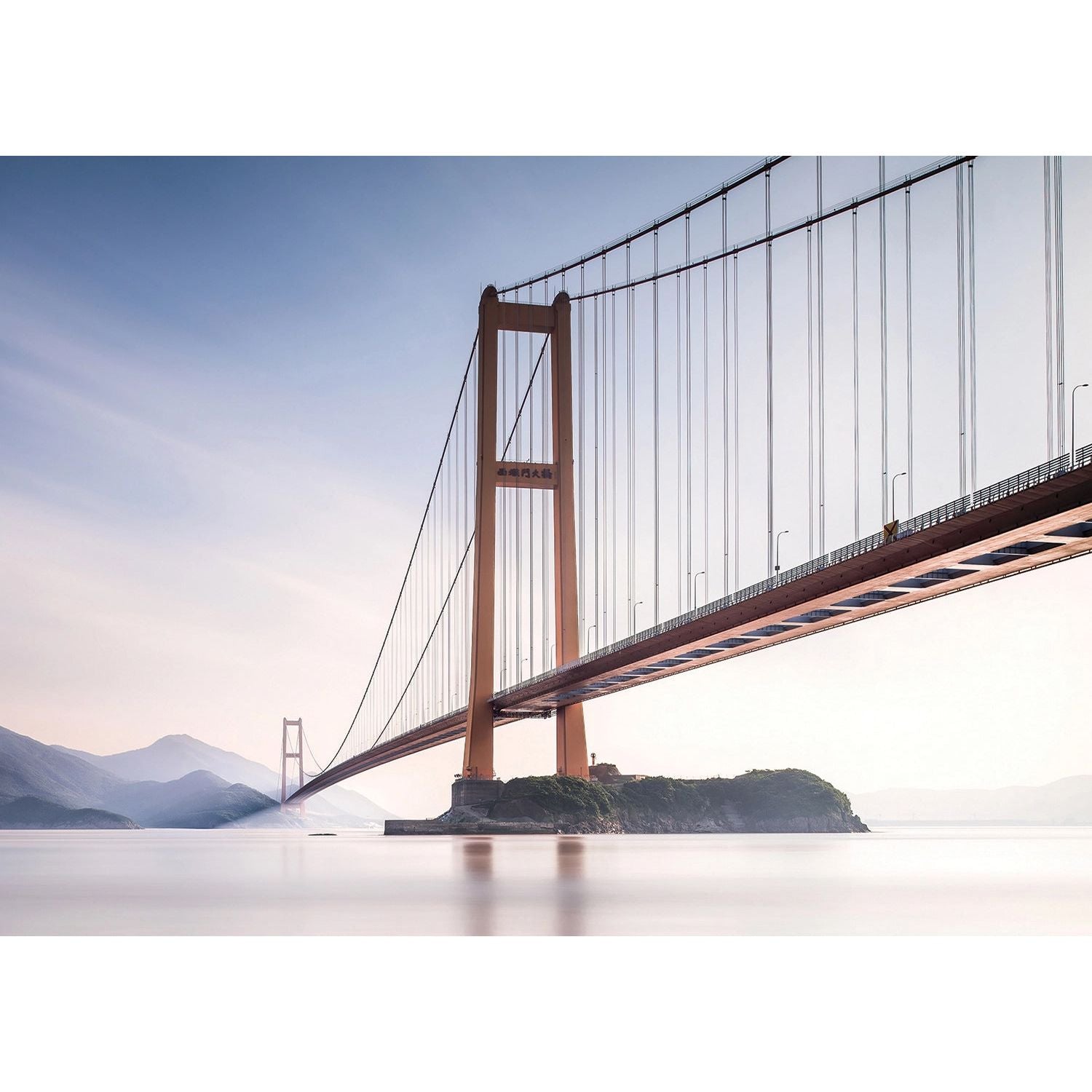 Overpass Oasis: Wall Mural of a Majestic Bridge Over Clear Waters