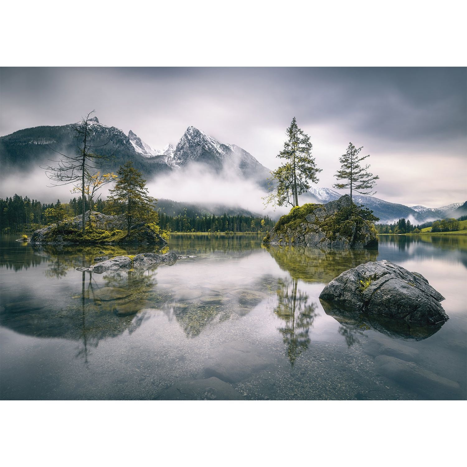 Enchanting Mist: Water, Fog, Trees, and Mountains Wall Mural