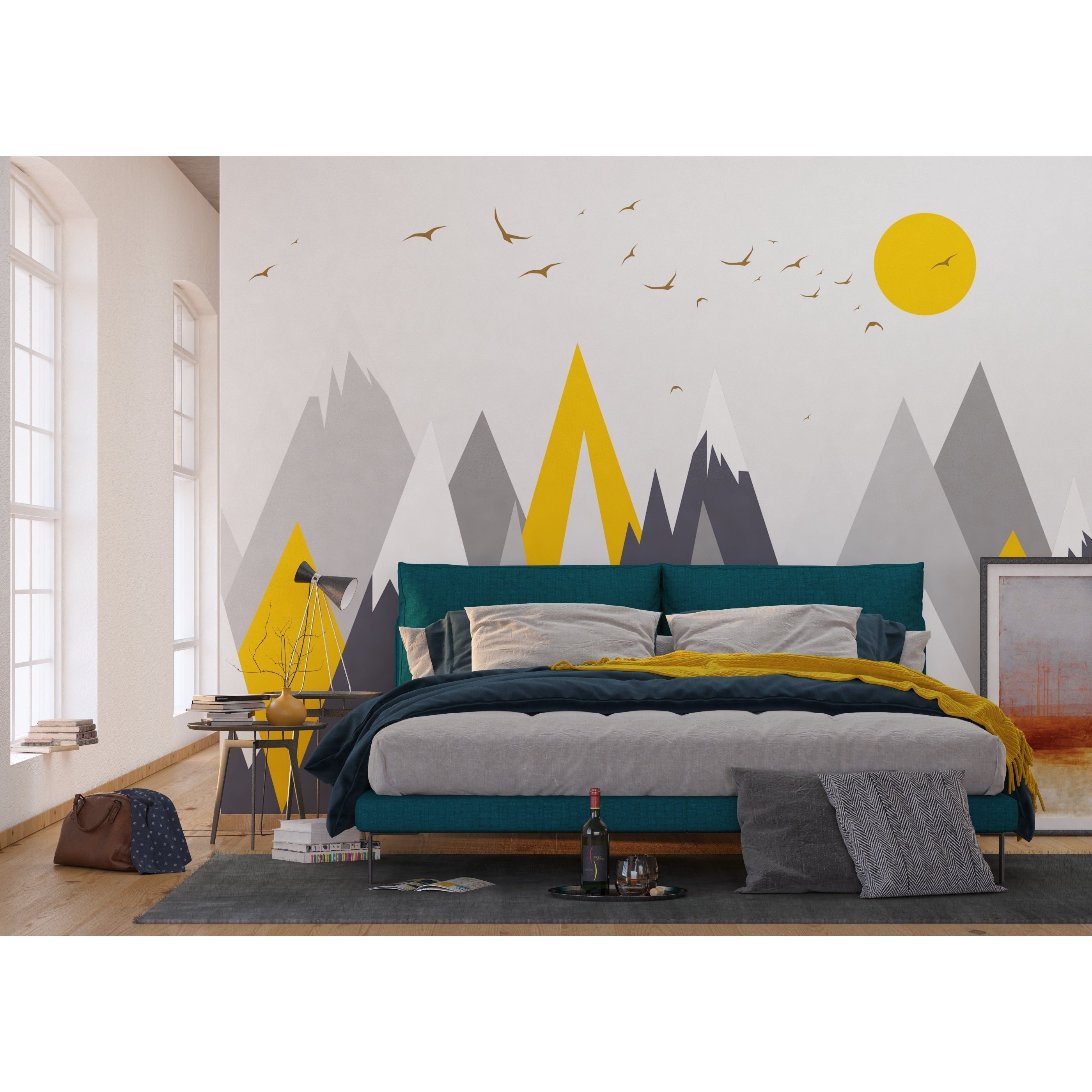 Sunshine Serenade: Children's Wall Mural with Birds and Sun
