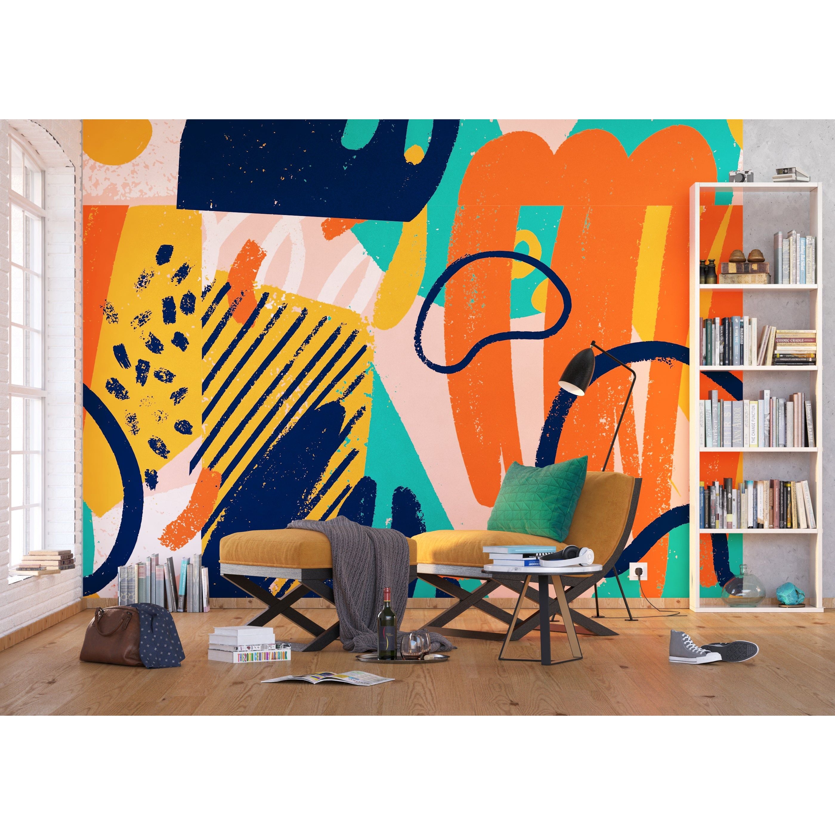 Vibrant Brushstrokes: Colorful Shapes Wall Mural