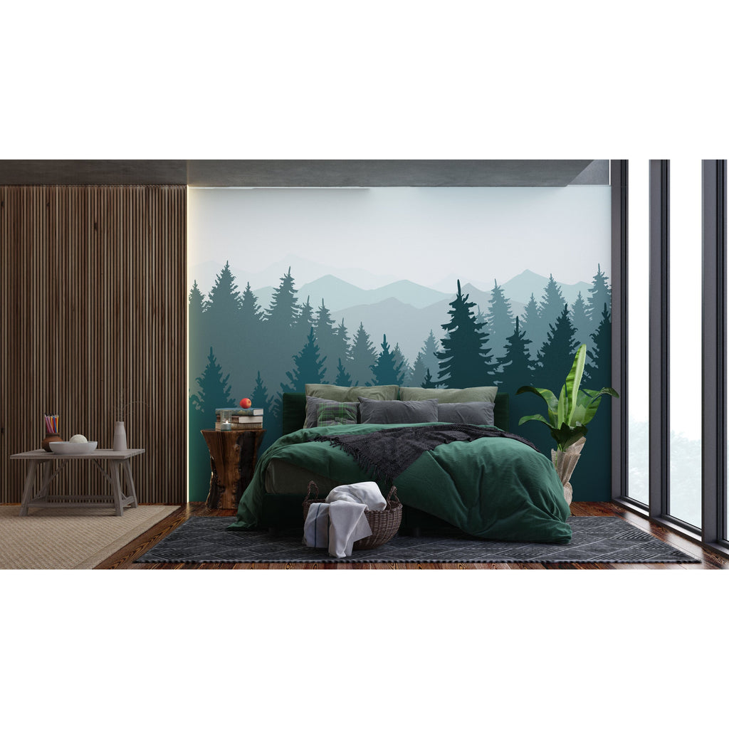 Verdant Canopy: Big Green Forest Wall Mural