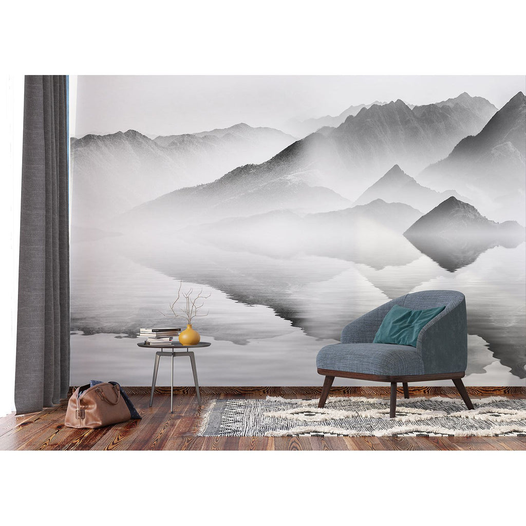 Monochrome Majesty: Black & White Mountain Wall Mural