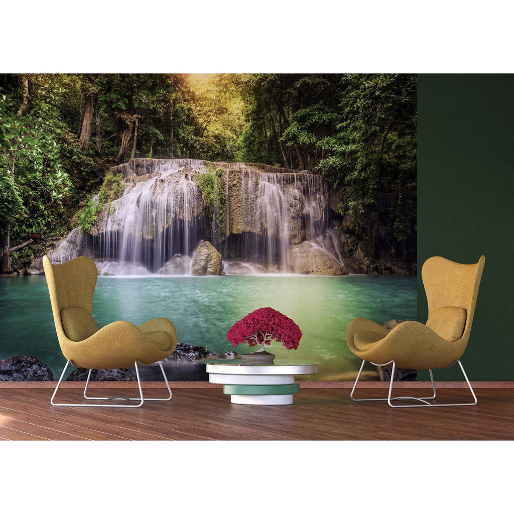 Nature's Cascade: Waterfall & Greenery Wall Mural