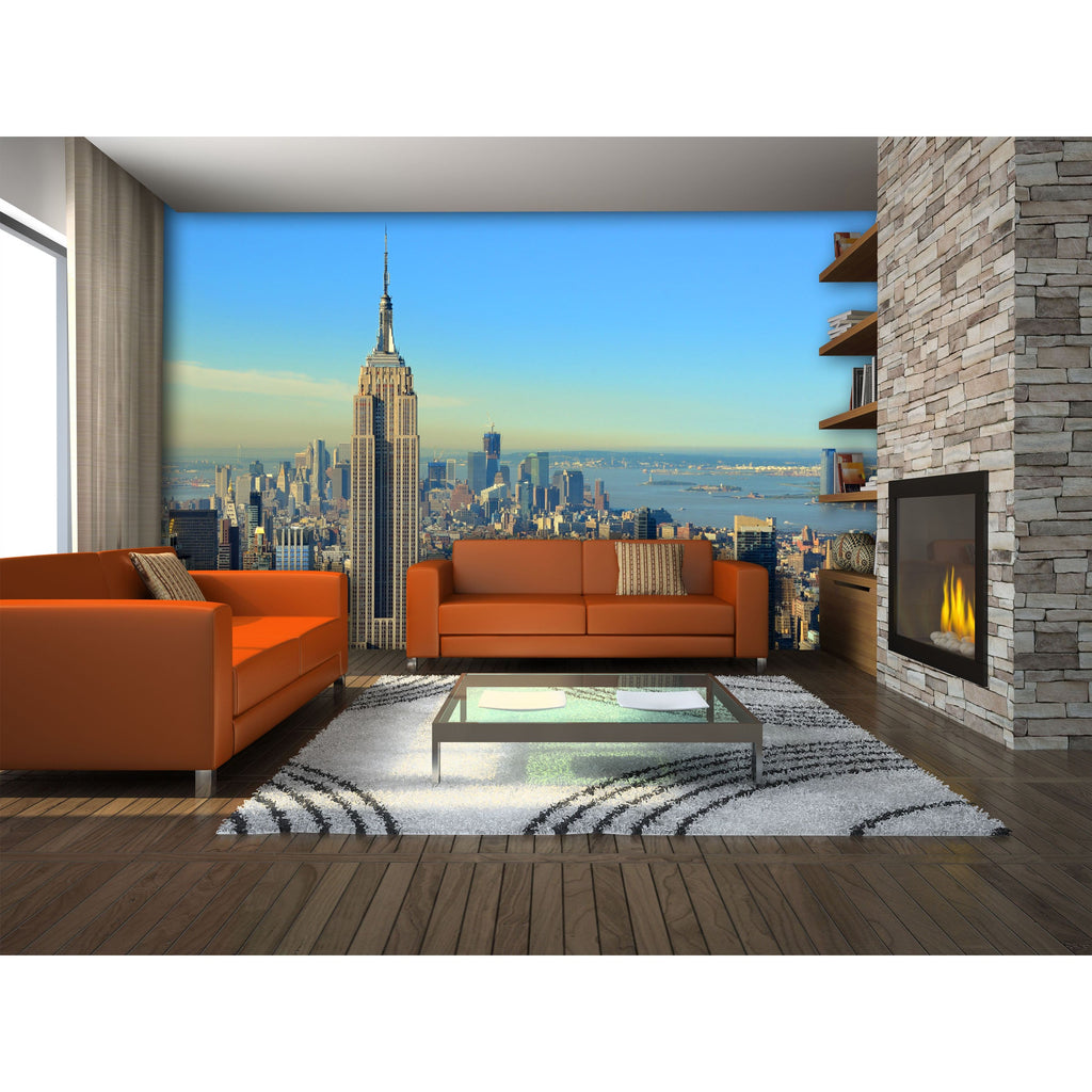 City Skyline Serenity: Clear Sky Wall Mural