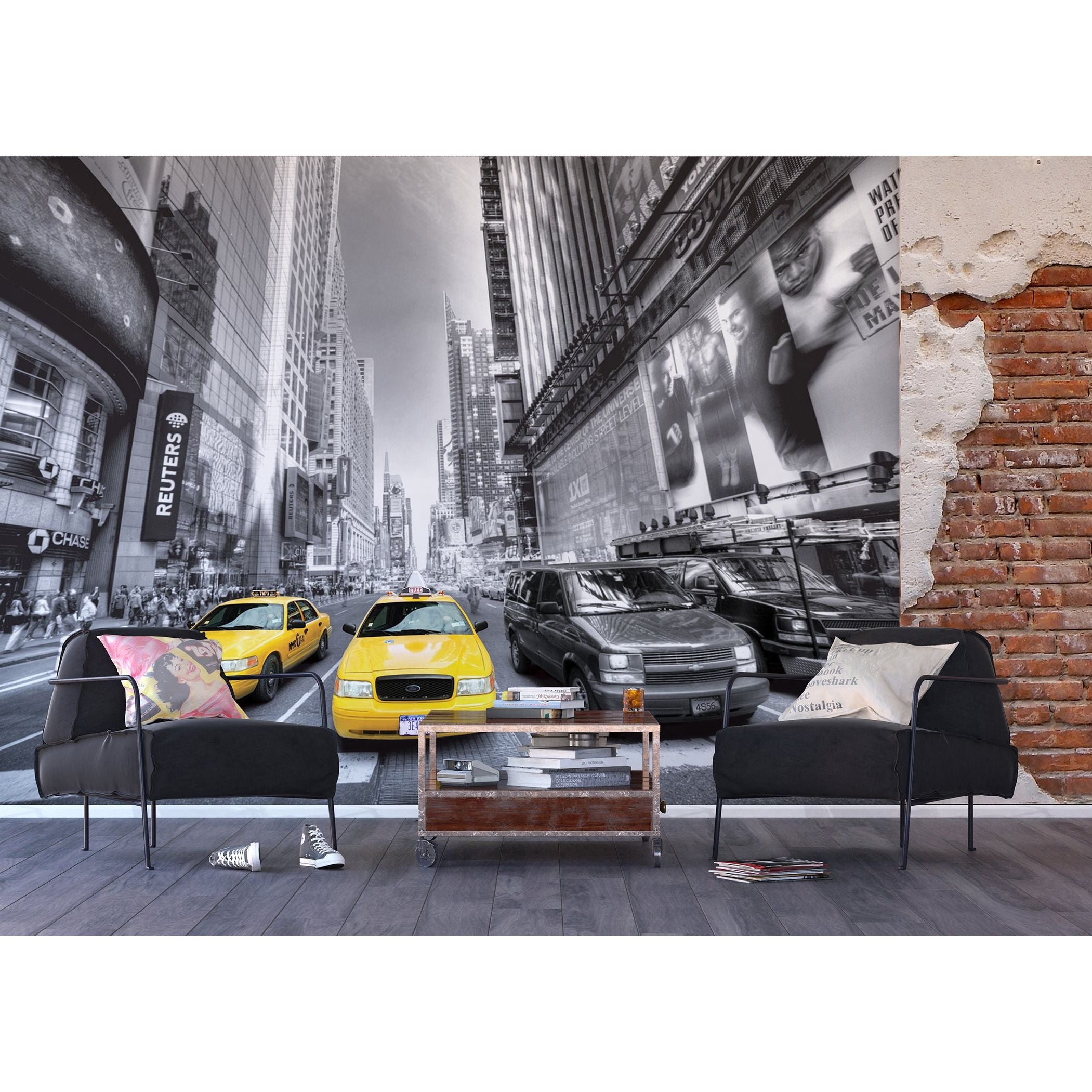 Urban Vibe: Cityscape with Yellow Cabs Wall Mural