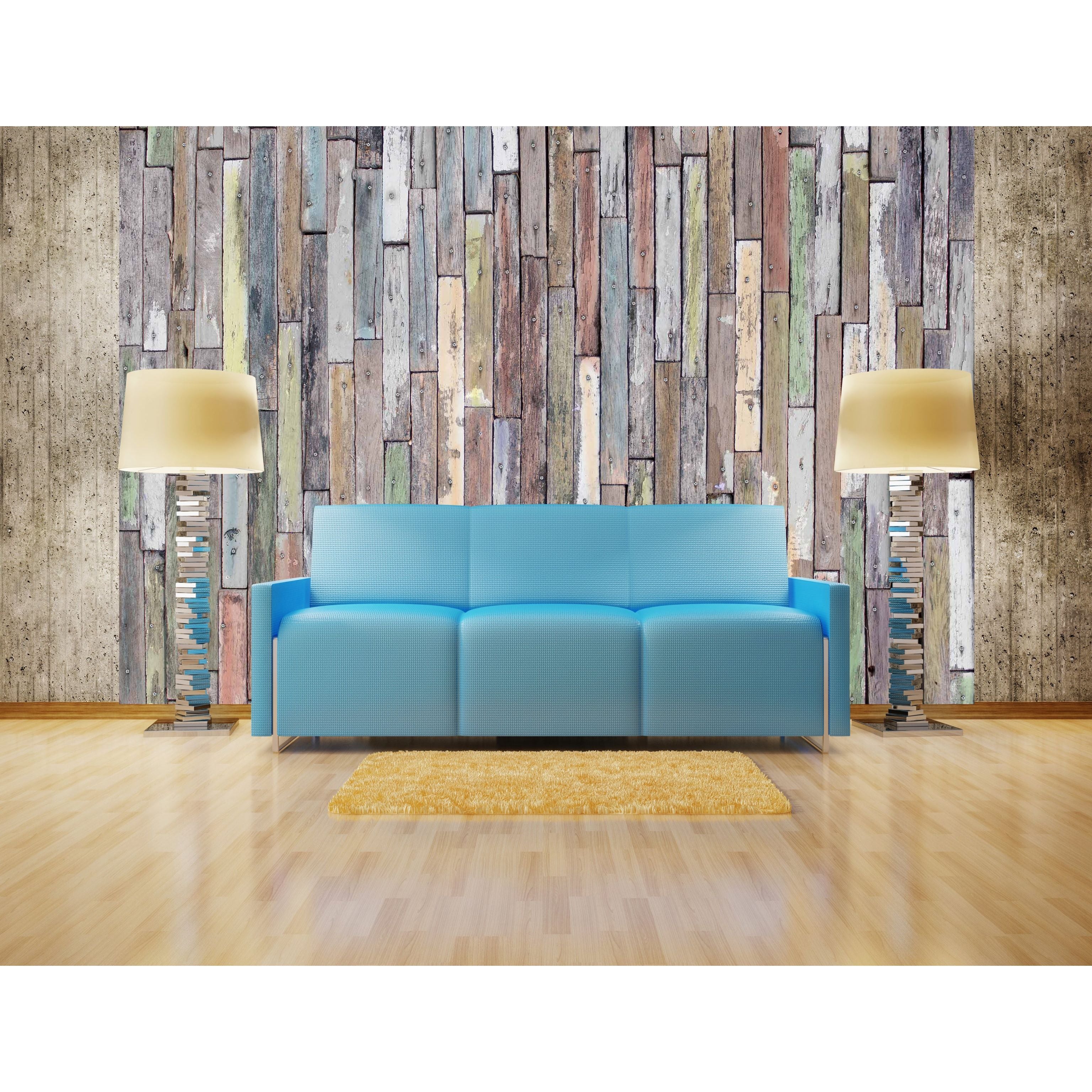 Colorful Wooden Rectangles: Vibrant Wall Mural Design