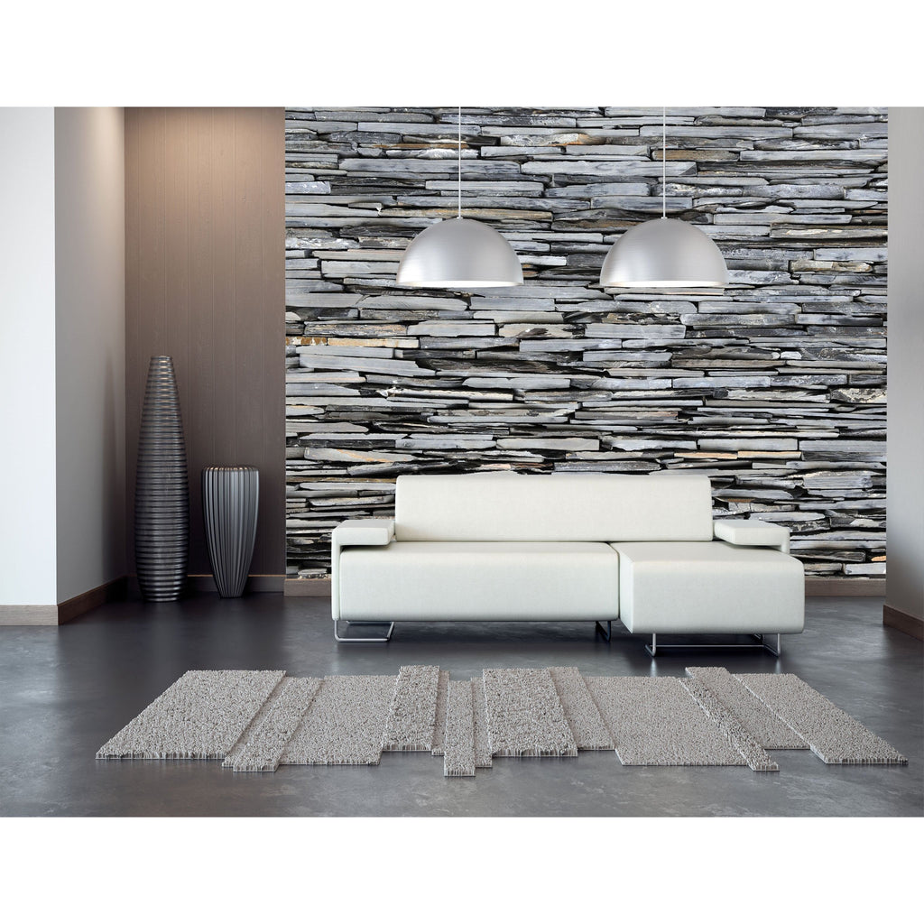 Urban Elegance: Black & Gray Brick Wall Mural