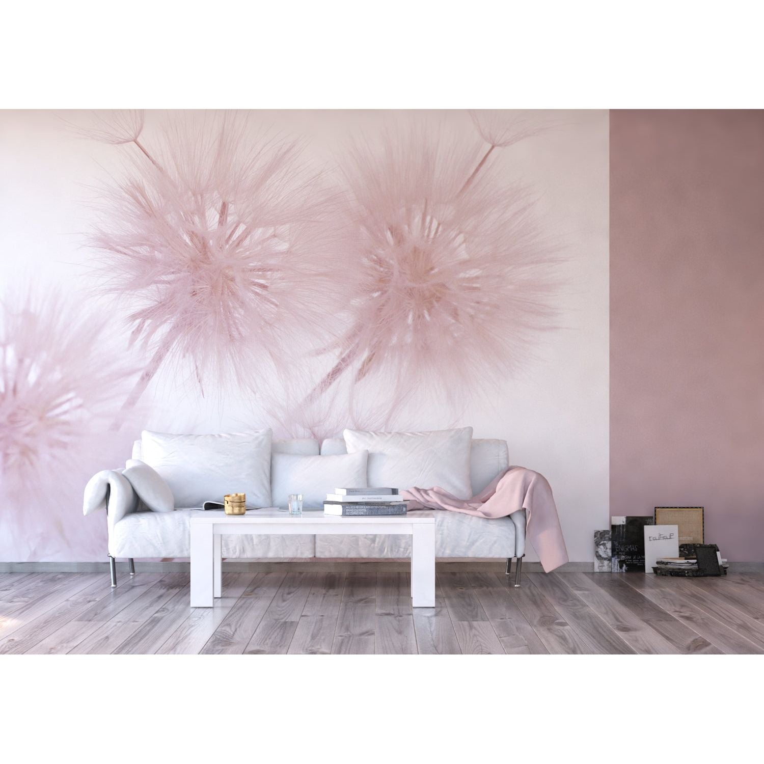 Pink Dandelion Serenity: Floral Wall Mural