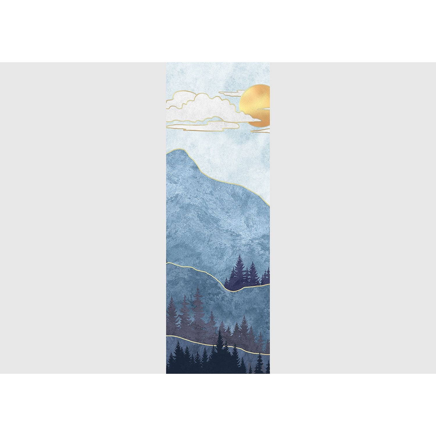 Skyward Summit: Mountain, Clouds, and Sun Wall Mural