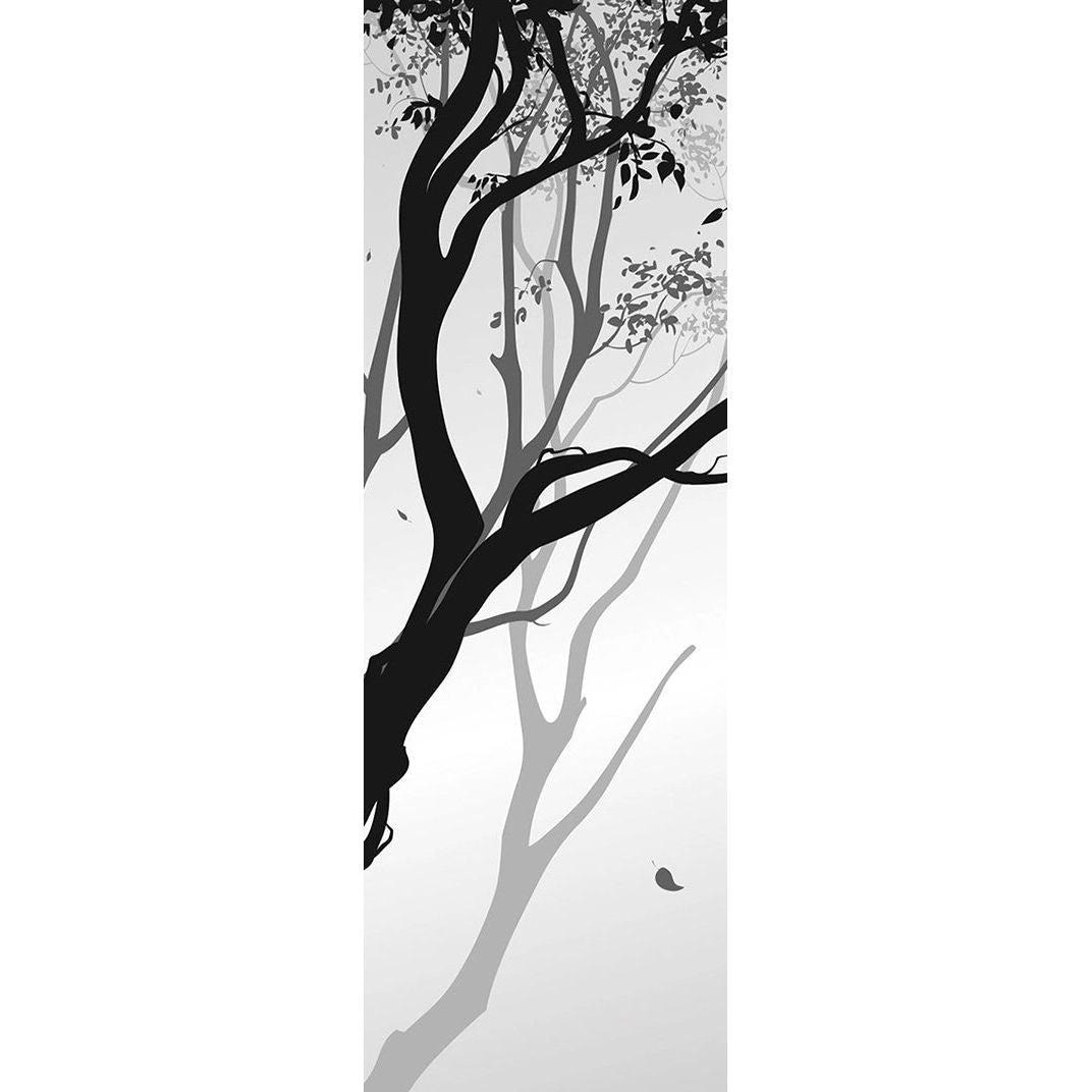 Monochrome Forest: Black & White Trees with Black Leafs Wall Mural