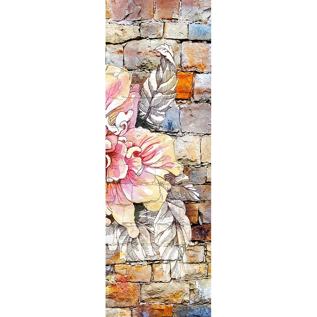 Urban Blossoms: Watercolor Florals on Brick Wall Mural