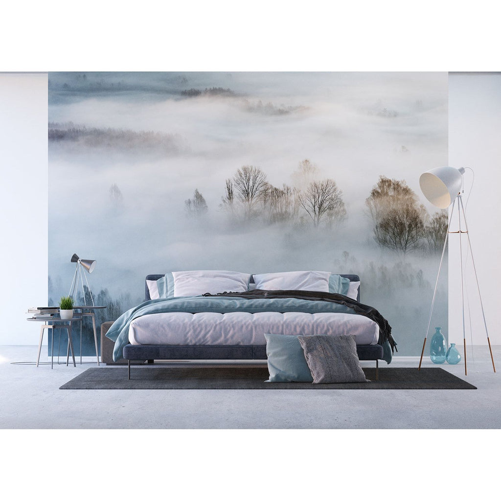 Mystical Mist Wall Mural: Fog Over Mountains and Forest