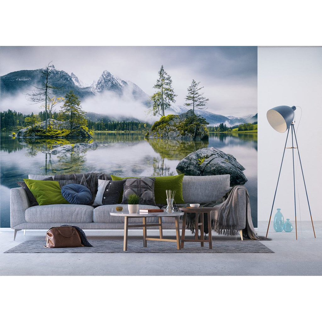 Enchanting Mist: Water, Fog, Trees, and Mountains Wall Mural