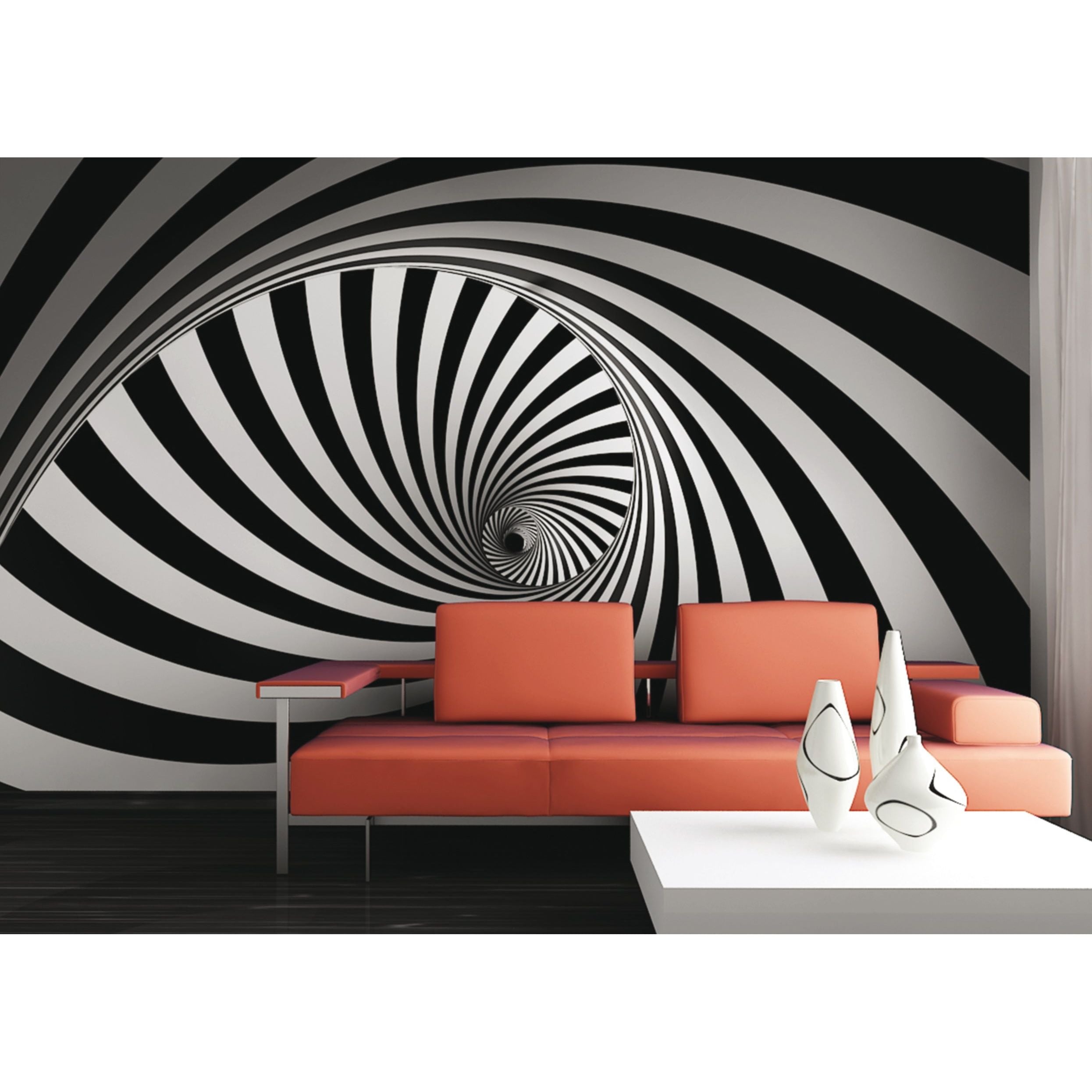 Enigmatic Elegance: Black & White Spiral Wall Mural