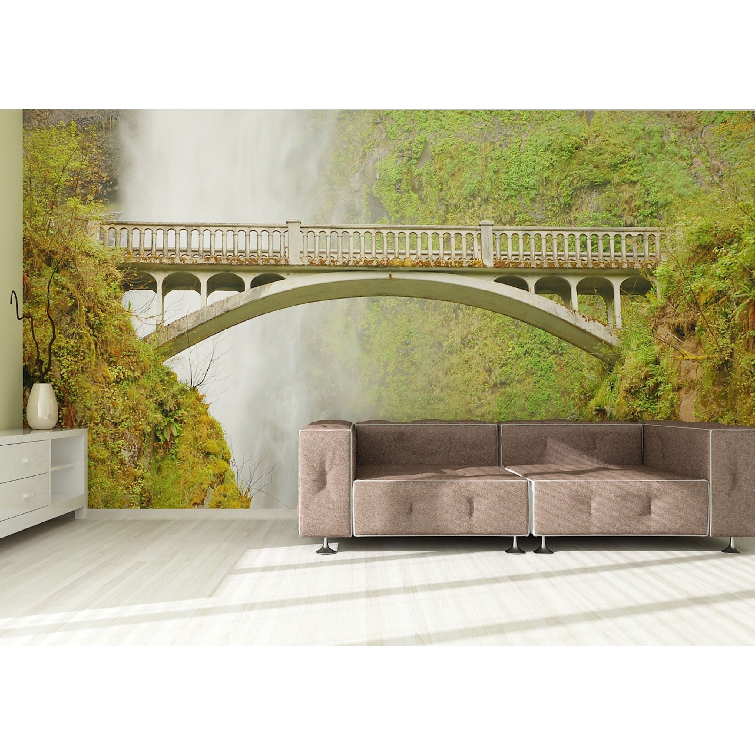 Tranquil Forest Bridge Wall Mural: Embrace Nature's Beauty