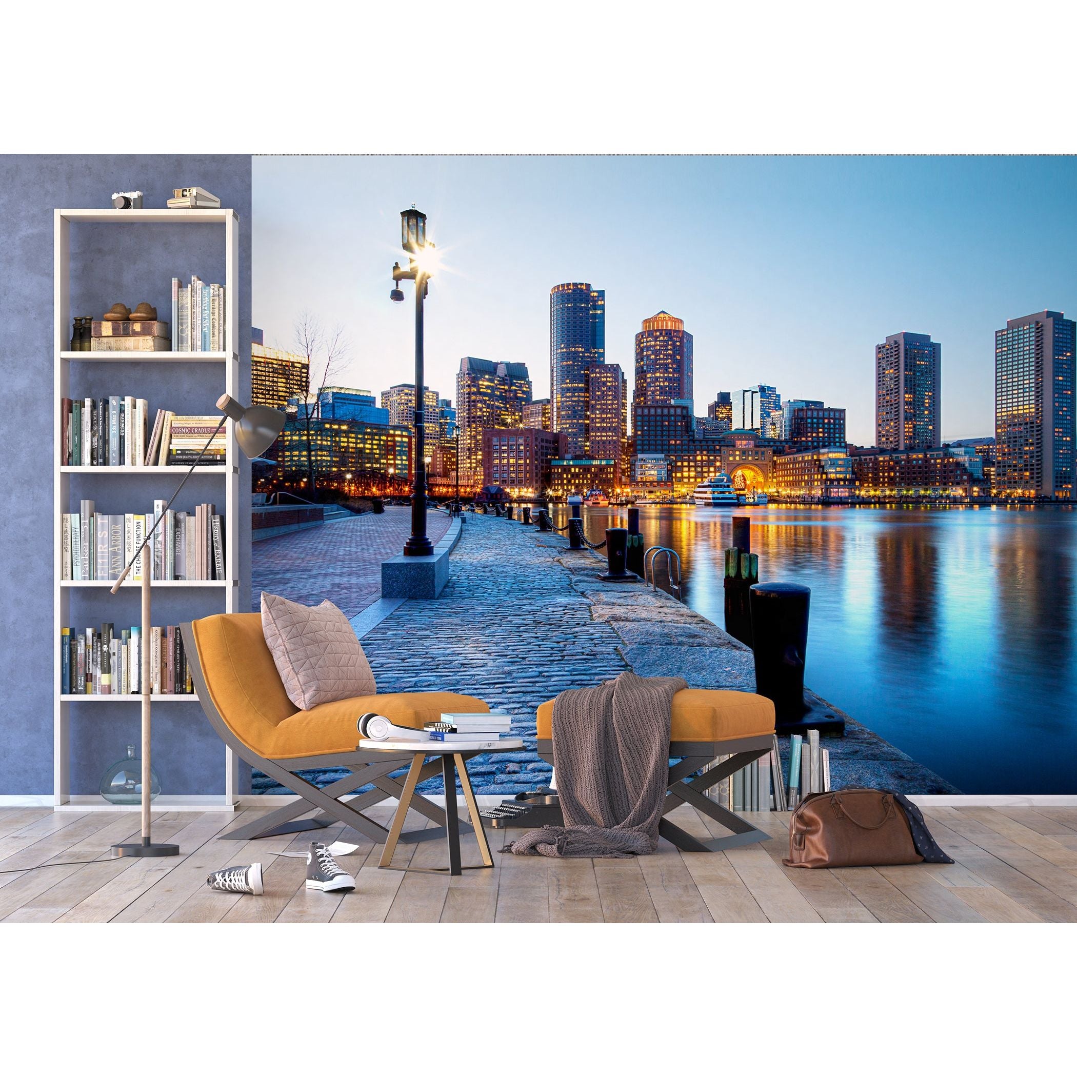 Urban Twilight: Cityscape Reflections Wall Mural