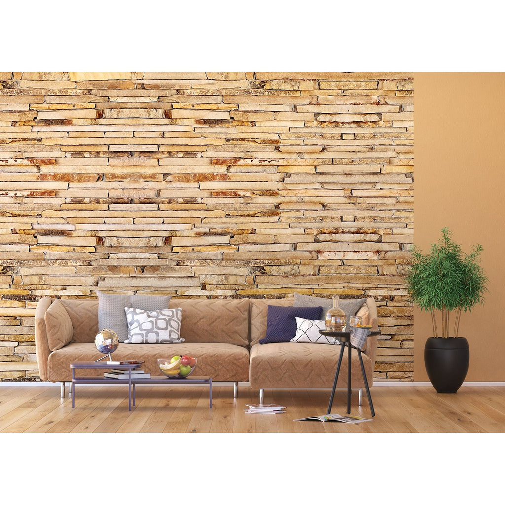 Earthen Elegance: The Rustic Stone Wall Mural