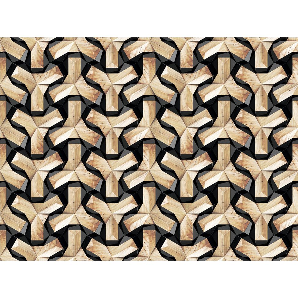Geometric Intrigue: Wooden Weave Illusion