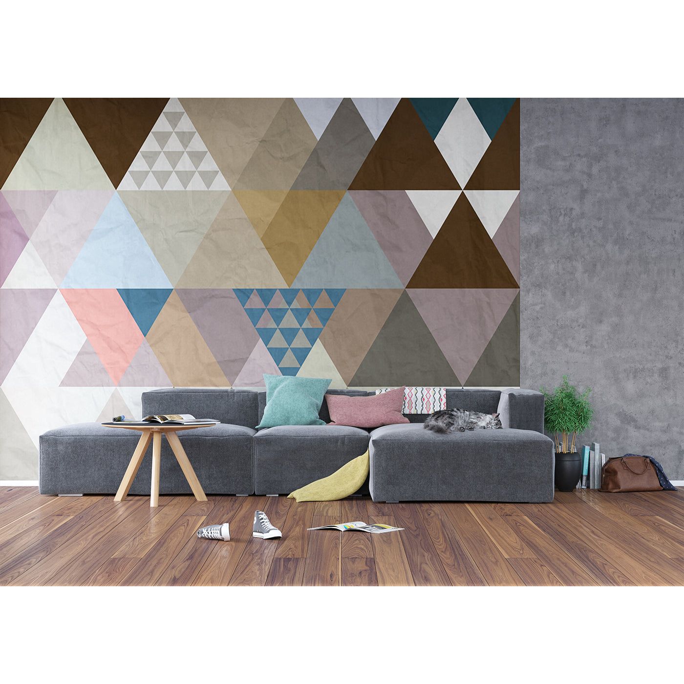 Modern Mosaic: Chic Triangular Wall Mural