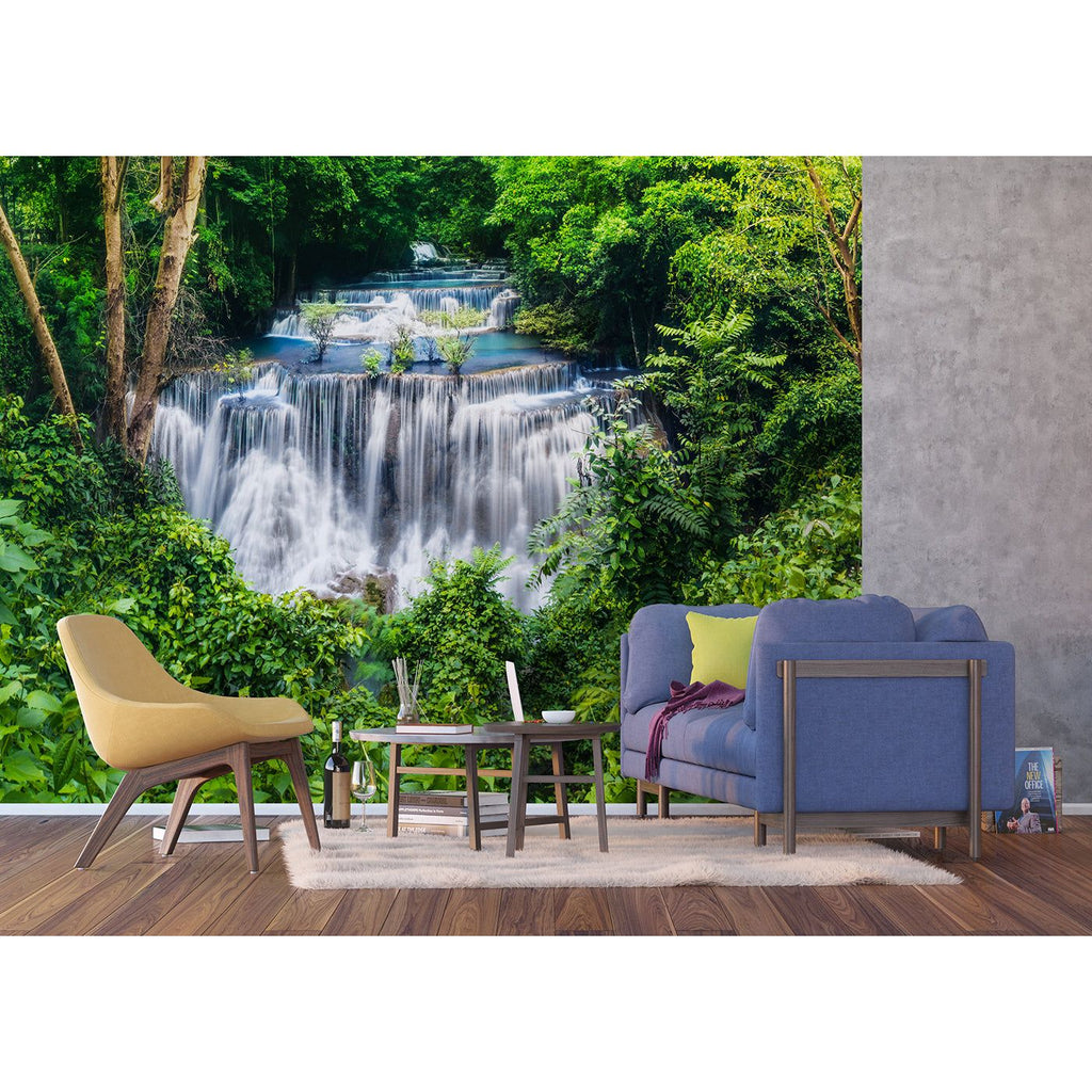 Lush Cascades: Forest Waterfall Wall Mural