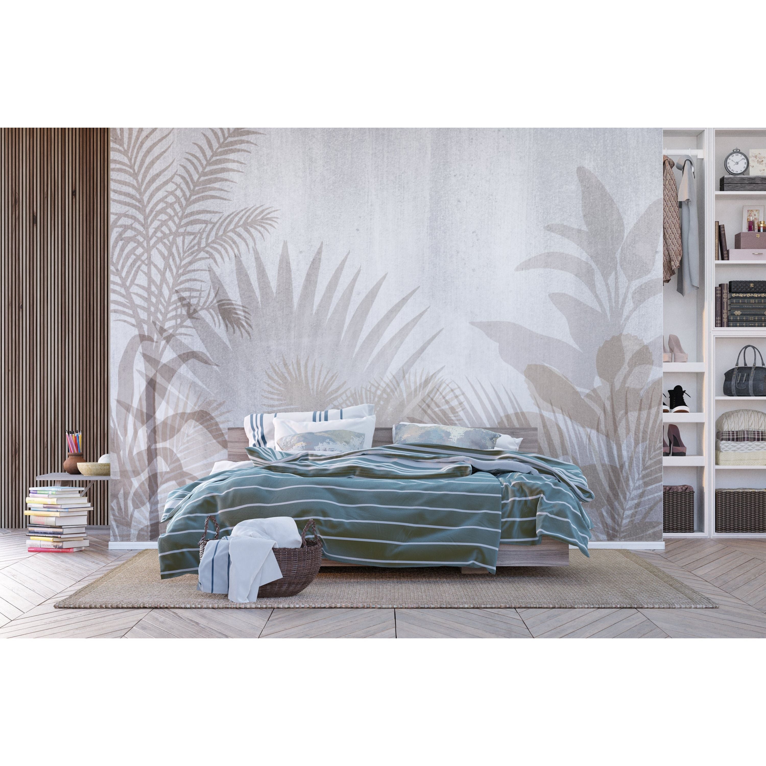 Serene Botanical Silhouettes Wall Mural: Nature's Tranquil Impressions
