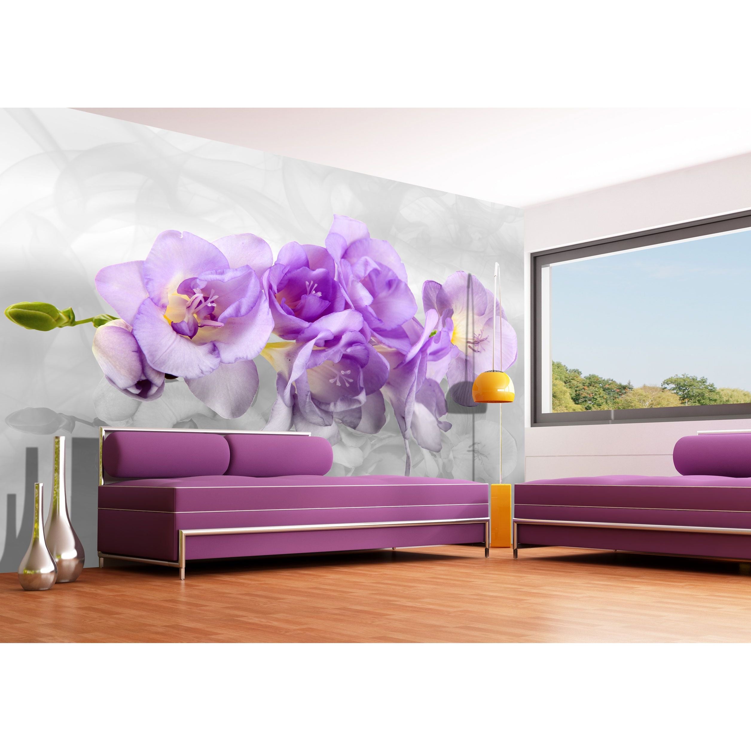 Serene Florals: Purple Bloom Wall Mural