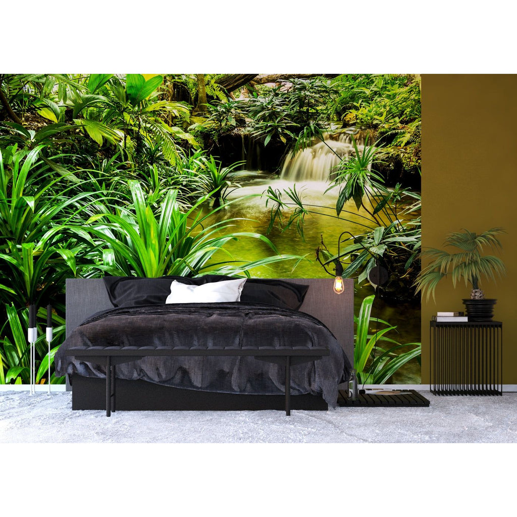 Jungle Serenity: Tropical Waterfall Oasis Wall Mural