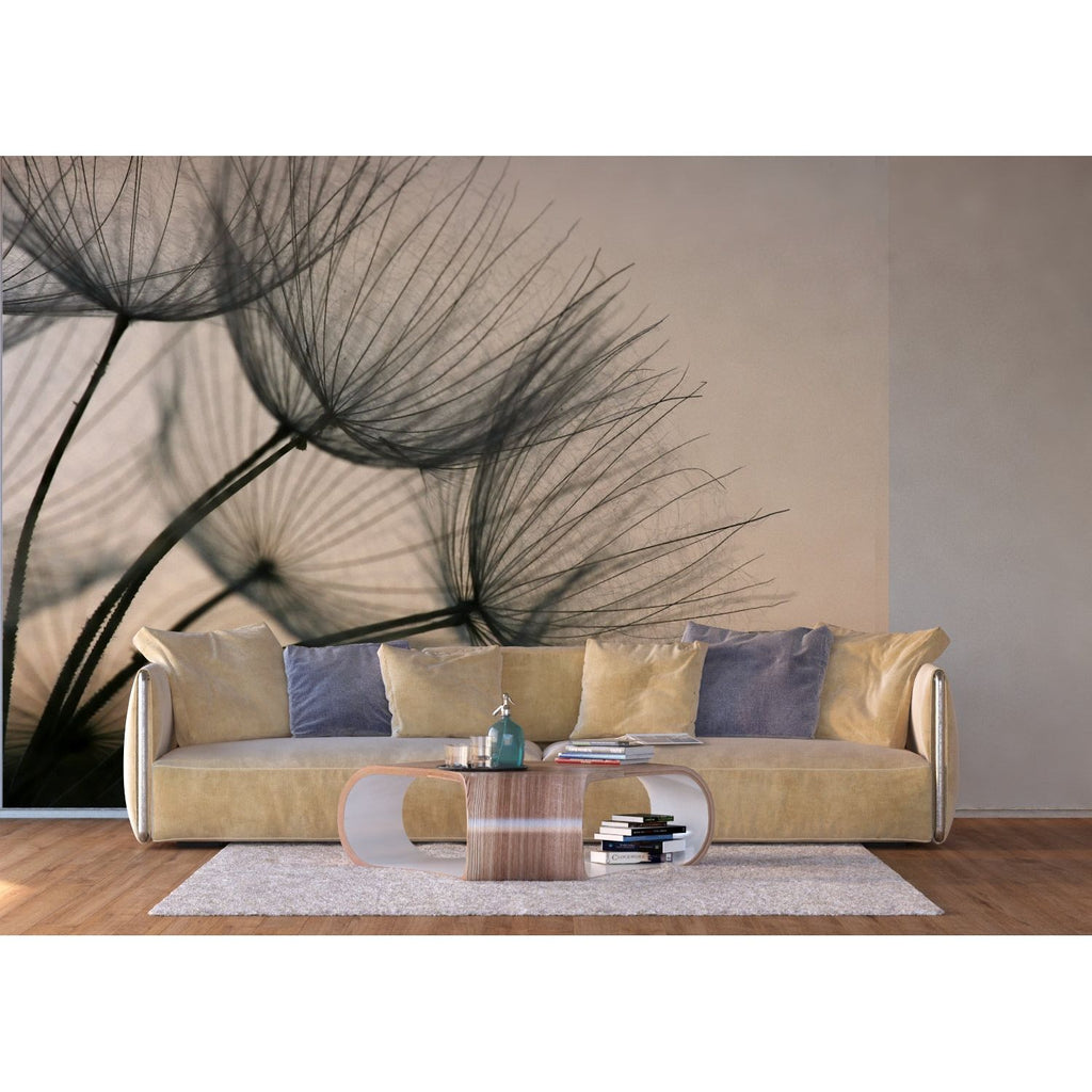 Dandelion Dusk: Serene Sunset Silhouettes Wall Mural